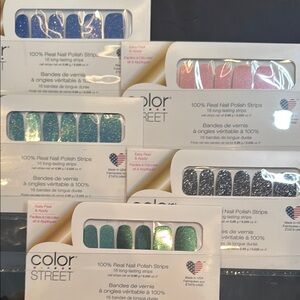 Color Street Glitter Nail Polish Strips - Blue, Pink, Green, Black
